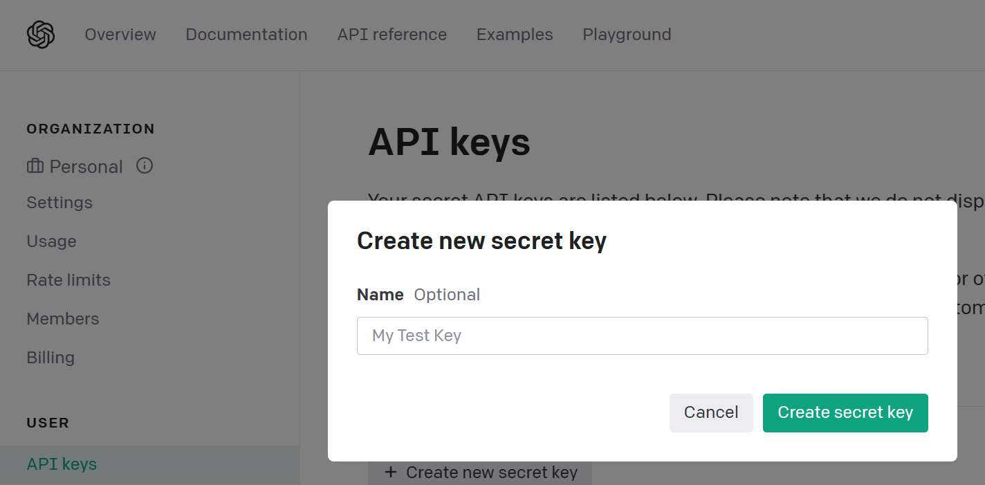 create new openai api key